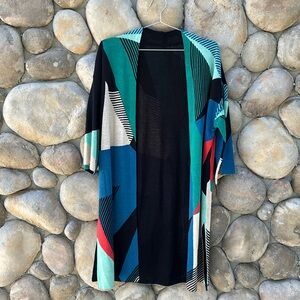 CHICOS Traveler Collection Blocked Kimono Cardigan w/ Wrinkle Free Fabric